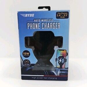 RYDZ Auto Wireless Phone Charger Unisex OS Black 15W Fast Charging Gravity Mount
